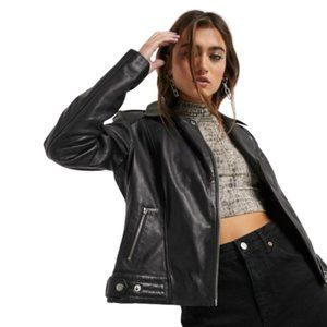 Barney's Originals Leather Jacket Size 6 NWT